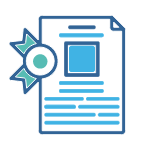 Icon Zertifikat mit grünem Badge