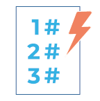 Icon 1, 2, 3 mit einem Blitz Symbol