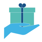 Icon eine Hand hält ein Geschenk