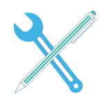 Icon für Tools aus der Praxis mit Schraubschlüssel und Bleistift