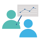 Icon zwei Personen und eine Grafik