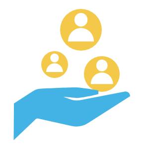 Icon eine Hand hält drei Personen