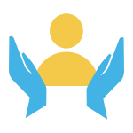 Icon von zwei Händen die eine Person schützen