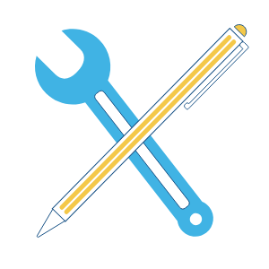 Icon Tools mit Bleistift und Schraubschlüssel