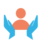 Icon einer Person, die von zwei Händen gehalten wird