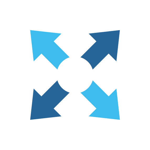 Icon mit vier Pfeilen zur Darstellung von Flexibilität